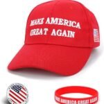 Make America Great Again Red Hat, Badge & Bracelet Set