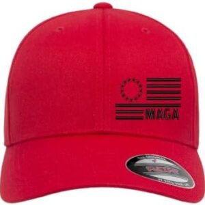 Patriotic Trump MAGA Flag Embroidered Flexfit Hat