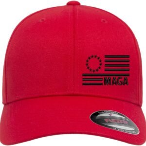 Patriotic Trump MAGA Flag Embroidered Flexfit Hat