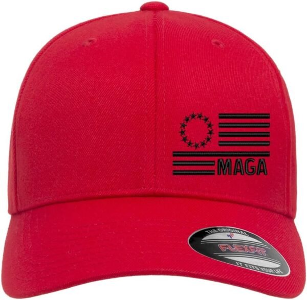 Patriotic Trump MAGA Flag Embroidered Flexfit Hat