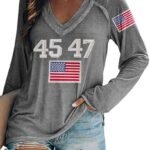Retro 45 47 Trump V-Neck Sweatshirt for Women