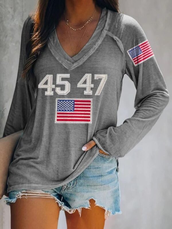Retro 45 47 Trump V-Neck Sweatshirt for Women