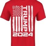 Shop4Ever® Trump Flag 2024 T-Shirt for Patriotic Supporters