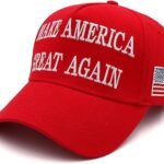 Trump 2024 Adjustable MAGA Hat with Hair - Red