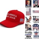 Trump 2024 MAGA Hat & 50 Stickers Set