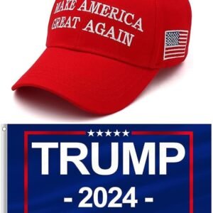 Trump 2024 MAGA Hat & Flag Set - Adjustable Cap